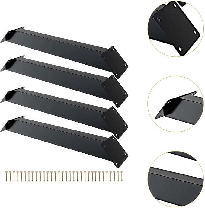 4 Soportes de Ángulo de Hierro para Pergola, Brackets de Refuerzo de Esquina con Agujeros Precortados y Recubrimiento en Polvo, para Gazebos, Decks, Casas de Árbol y Terrazas, Estilo A miniatura 3