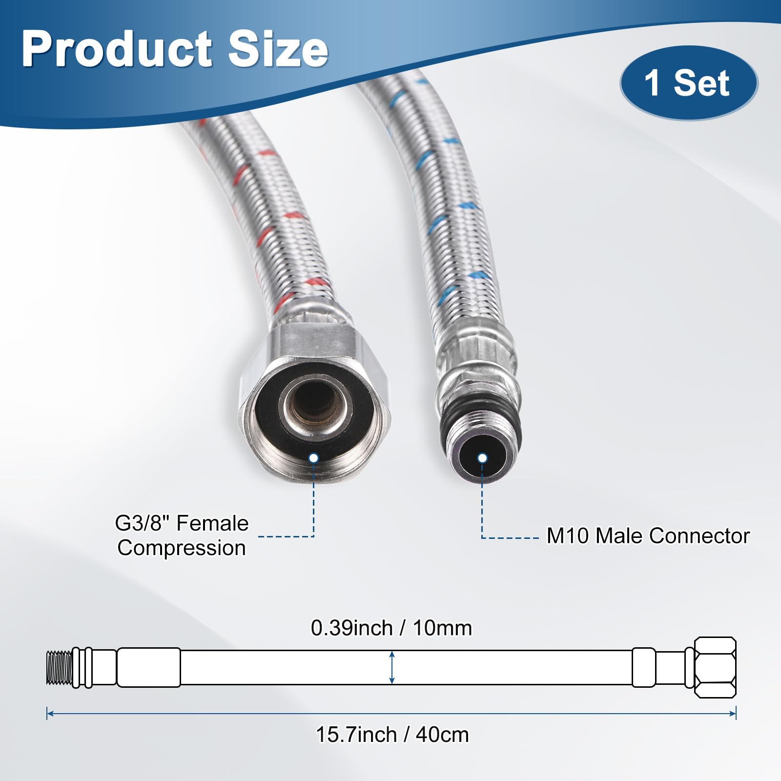 M METERXITY 2-Pack 16 Inch Faucet Hose Connector - Image 3