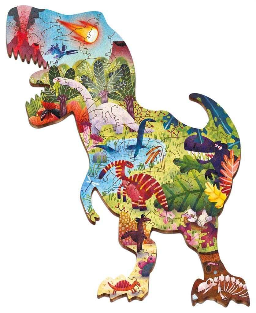 Ludattica- Drewniane Puzzle Dinozaury 48 szt. (XOT-LD22143)