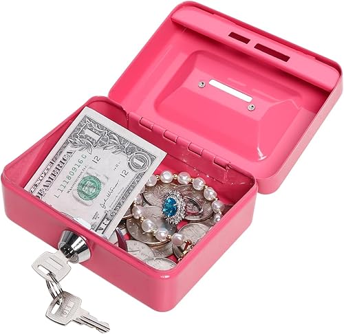 Vista 20 de Caja de dinero grande con bandeja de dinero y cerradura, caja de dinero de metal para efectivo, caja de seguridad de 11.8 x 9.5 x 3.54 pulgadas