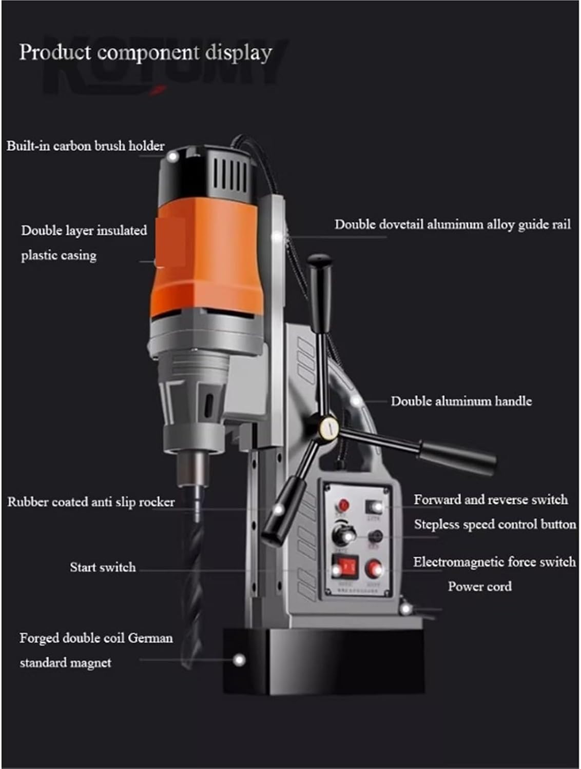 Industrial Grade Drilling Machine Powerful Magnetic Drill Press Electric Mag Bench Tapping Drilling Rig Machine