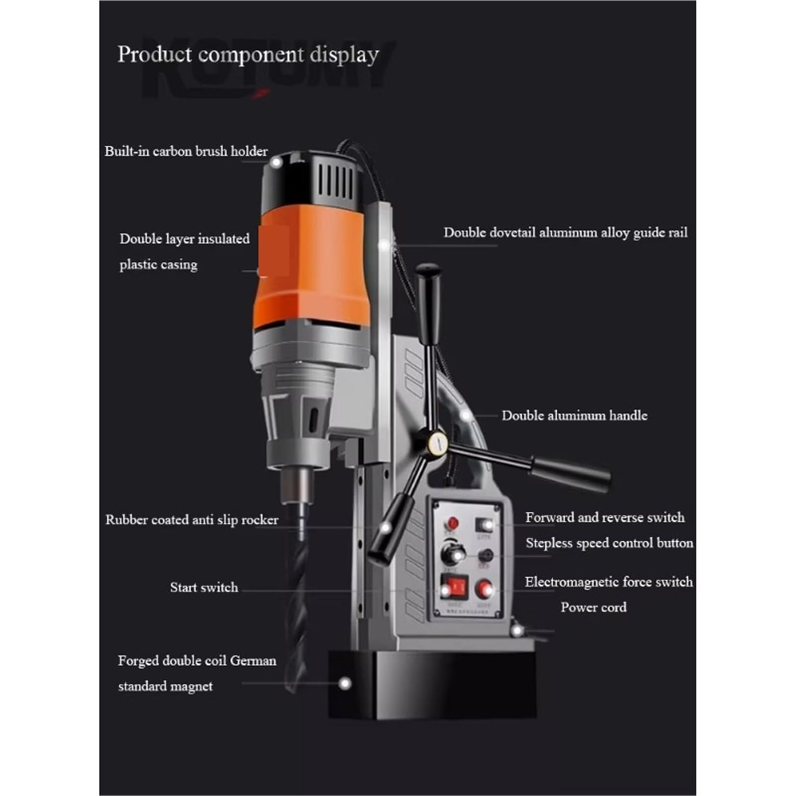 Potente prensa de taladro magnética, máquina de perforación eléctrica de grado industrial para perforación, resistente, rendimiento de precisión, ideal para metalurgia