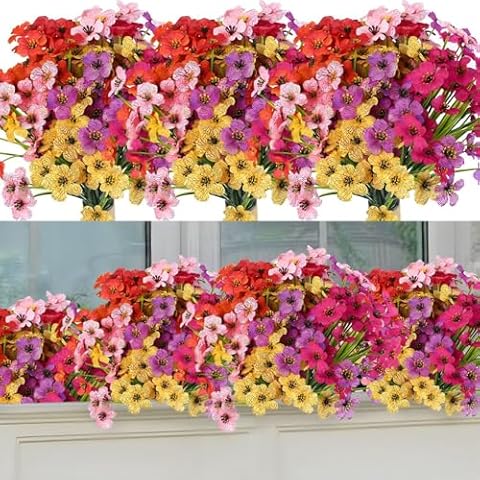 DABAOOU 12PCS UV Resistant Artificial Garden Flowers Cover