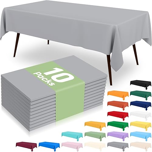 Miniatura 25 de misaya 6 Paquetes de Manteles de Mesa Desechables de Plástico, 54 x 108 Pulgadas Mantel Rectangular Impermeable, Cubiertas de Mesa Decorativas a