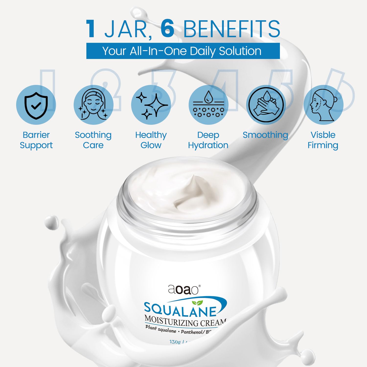 Squalane Face Cream, Ceramide Face moisturizer for Women with Hyaluronic Acid & Panthenol, Moisturizing Treatment for Dry Skin, Sensitive, Damaged Skin, Nourishing Plant-Derived Formula (Squalane_2) - Image 3