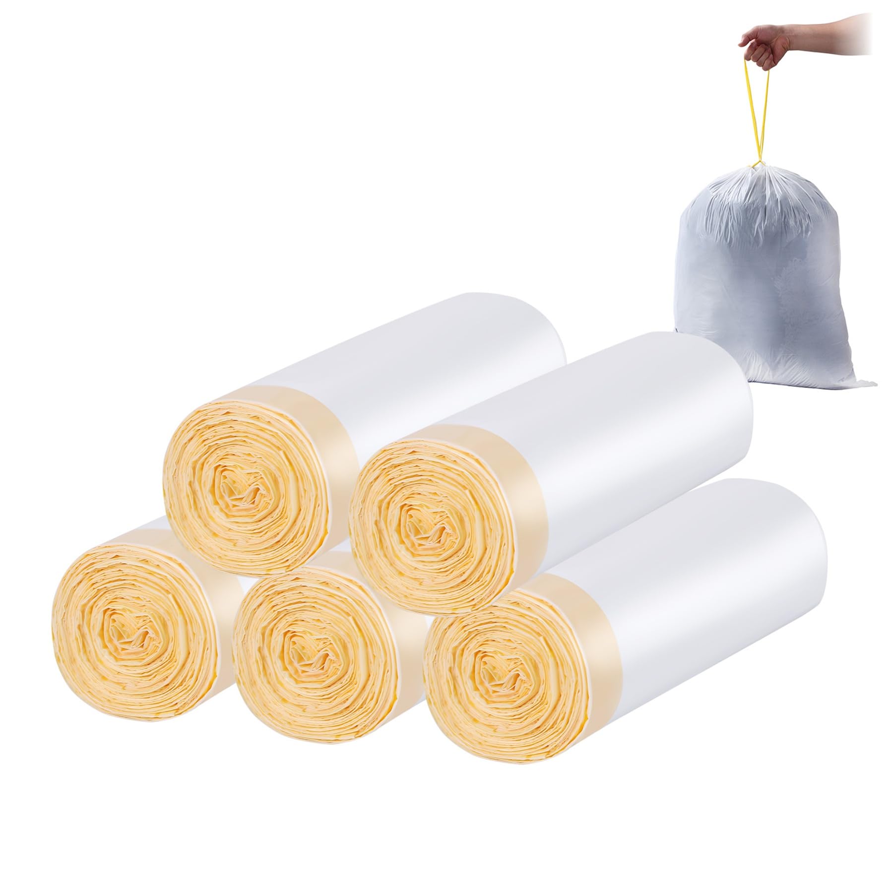 Sacchetti per la spazzatura da 30 l, 100 pezzi, sacchetti per la spazzatura a pedale da 30 litri, con manici per cravatta, sacchetti bianchi per cucina, bagno, camera da letto, soggiorno, ufficio (58