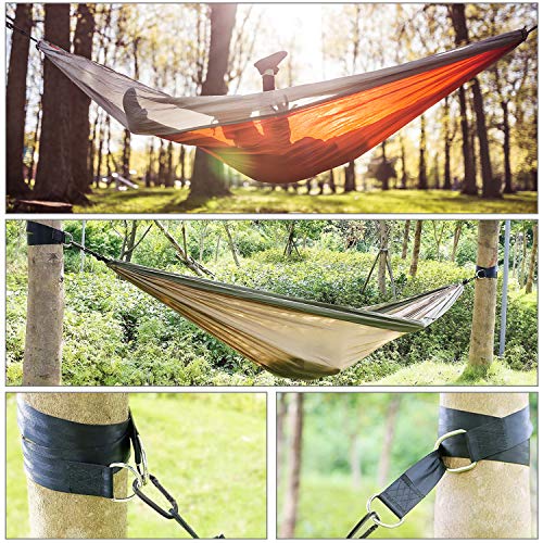 Kuyang Set of 2 Hammock Straps, 5ft Tree Swing Straps with 2 Heavy Duty Carabiners, Camping Hammock Rope Straps Accessories, Holds Up to 2204 LB, Compact & Easy to Set Up