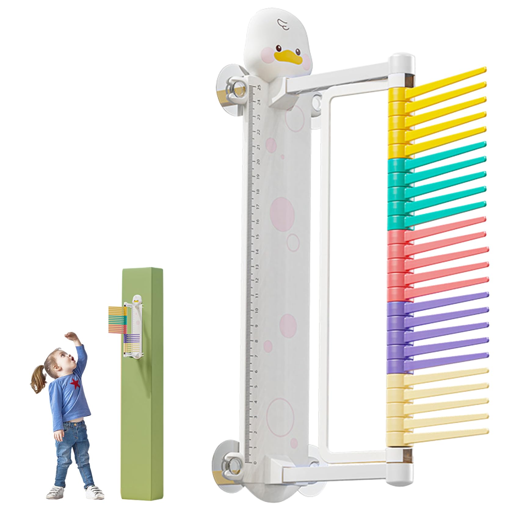 Vertikaler Hochsprung -Testpol für Kinder, Cartoonente Wandmontage vertikaler Sprungmessung, angenommener vertikales Sprungmesswerkzeug für Kindergarten