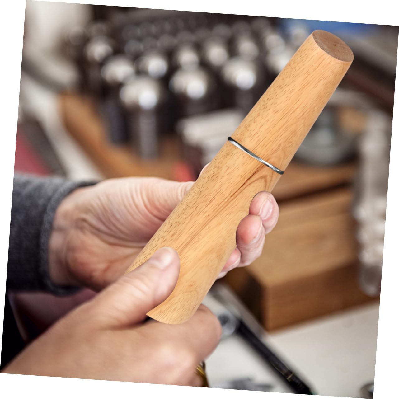 ERINGOGO Round Wood Bracelet Mandrel Jewelry Forming Tool for Shaping and Repairing Bracelets Durable Wood Color Design for Jewelry Making and Crafting