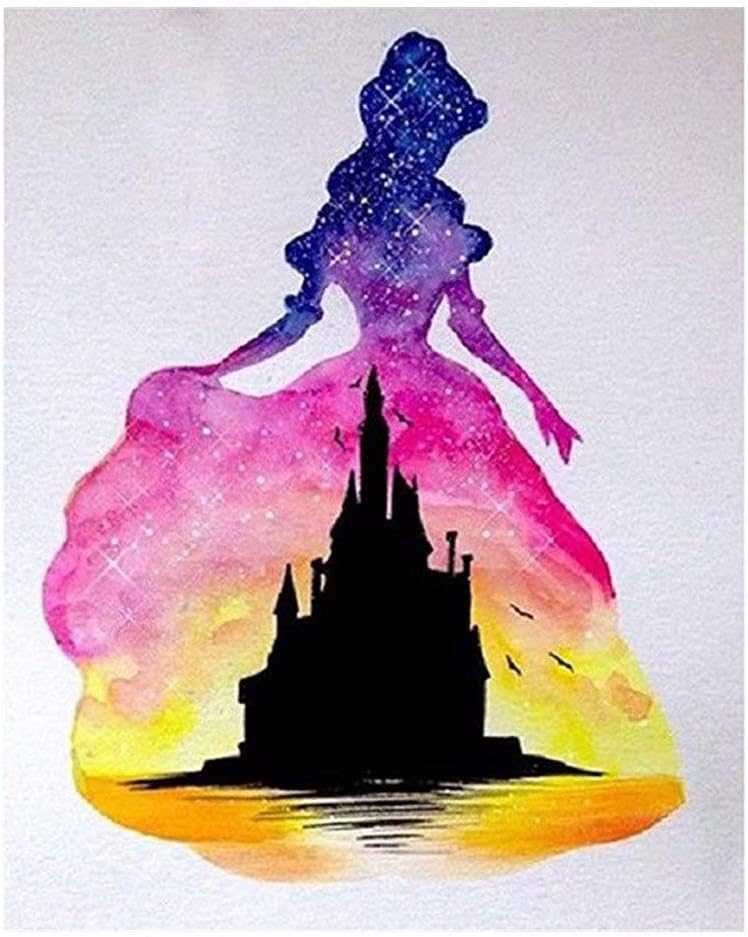DIY 5D Diamond Painting Kits for Adults Home Office Wall Art Decor Full Drill Round Diamond Art Craft Kit, Princess Castle Diamond Painting for Kids 12x16 Inch (Castle4)