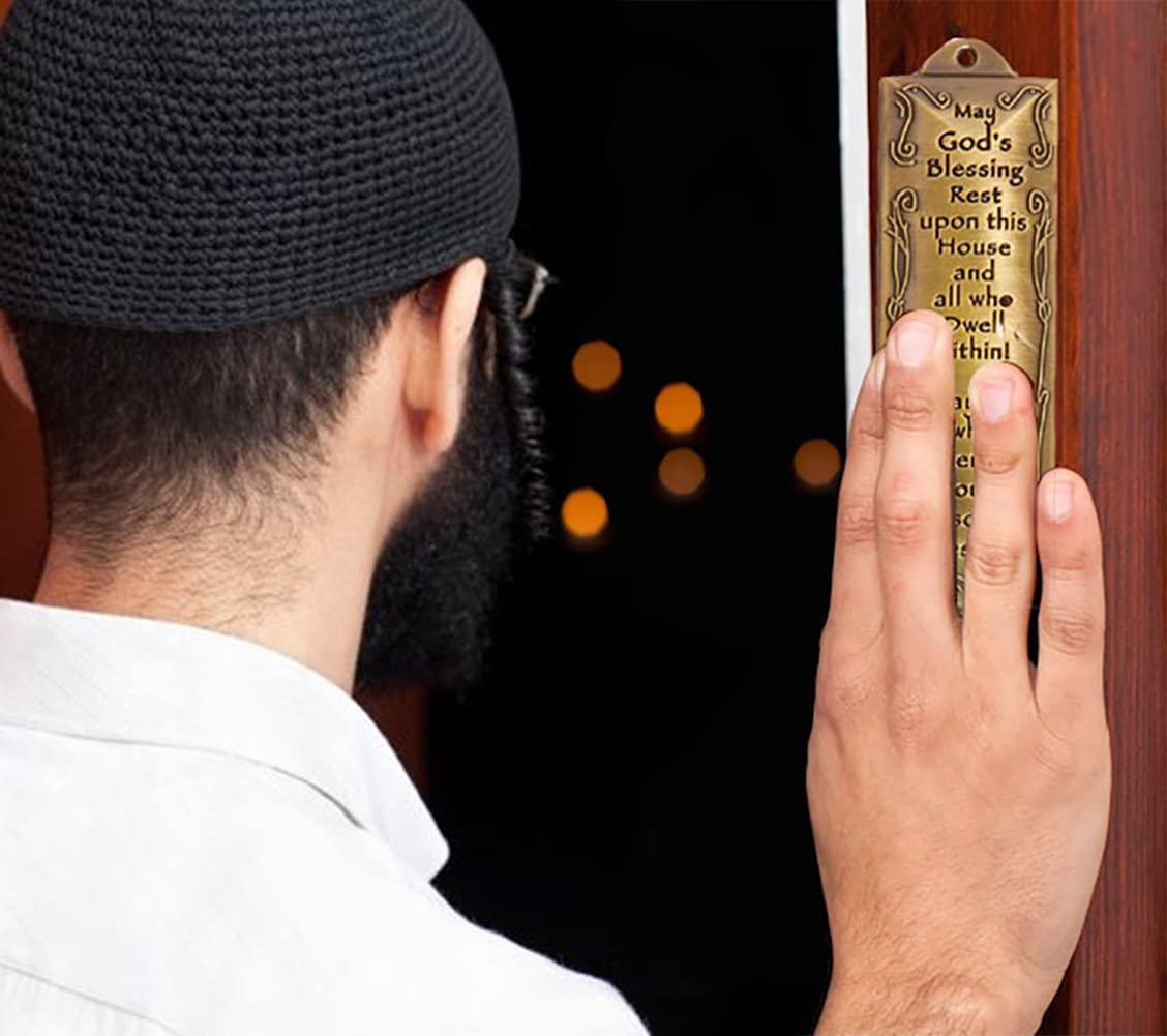Tofficu 2sets Mezuzah Ebraica Metallo Decorativa con Scrittura Design Retro per Casa e Ufficio Religioso Significativo Facile da Appendere Compatte Antico