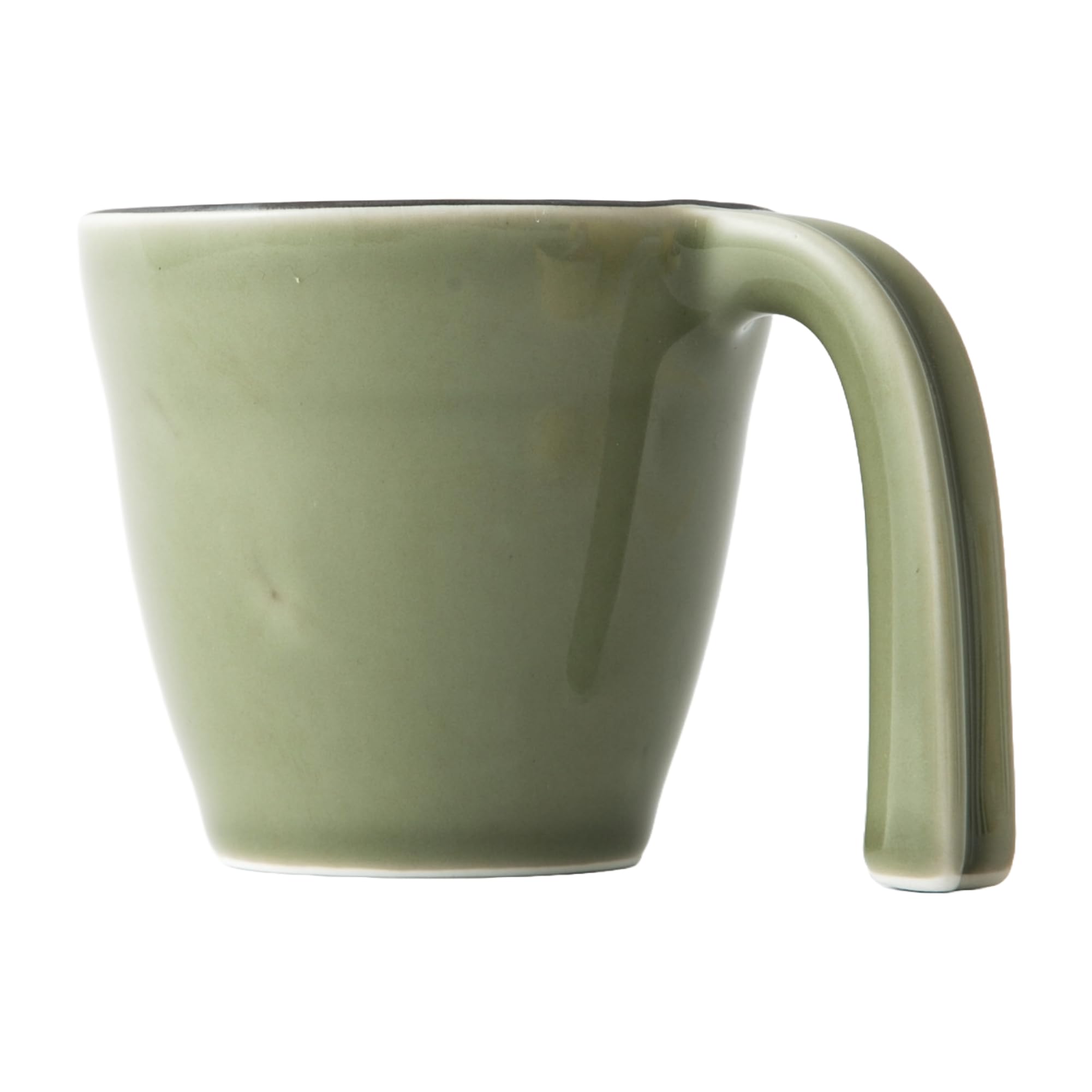 IPPINKAErgonomic Mug - Green, Stackable, Japanese Pottery, Hasami Ware, Porcelain, Easy to Hold
