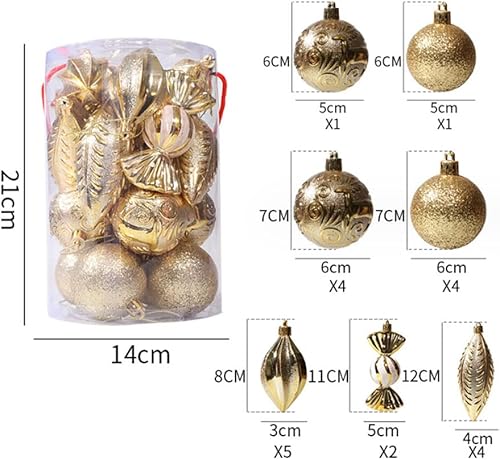 Miniatura 2 de Adornos - Juego de 21 adornos de bolas de Navidad, inastillables, adornos decorativos para colgar, surtido de 5 estilos, bolas de Navidad surtidas