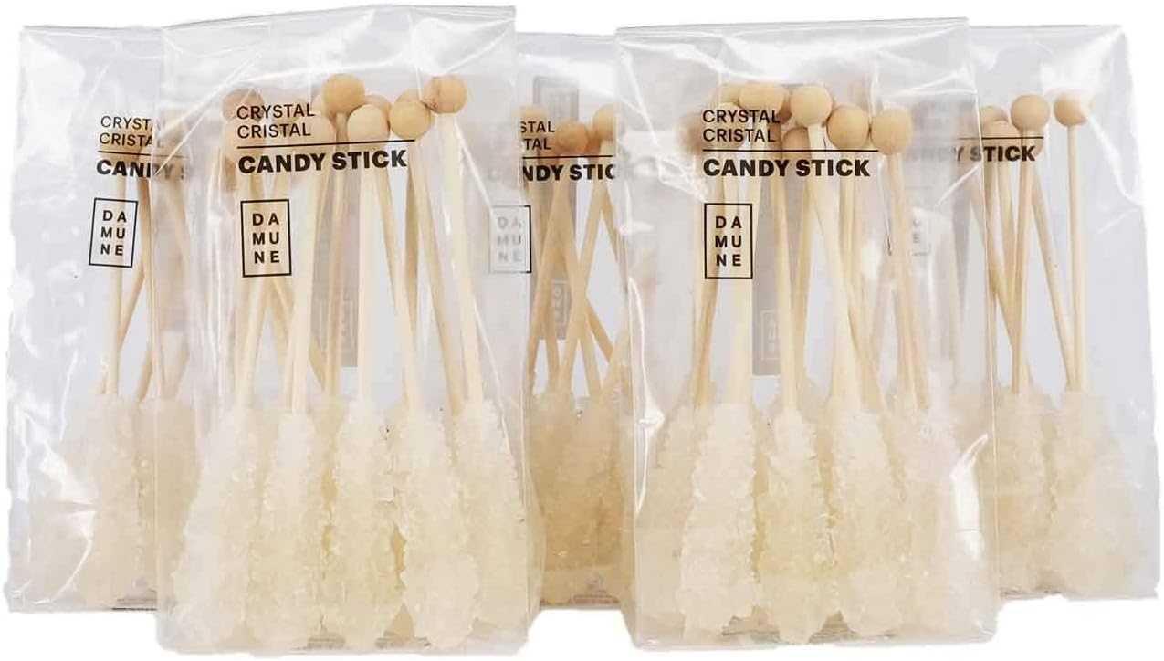 Crystal Sugar Candy Swizzle Sticks for Teas and Coffees – 60 Sticks