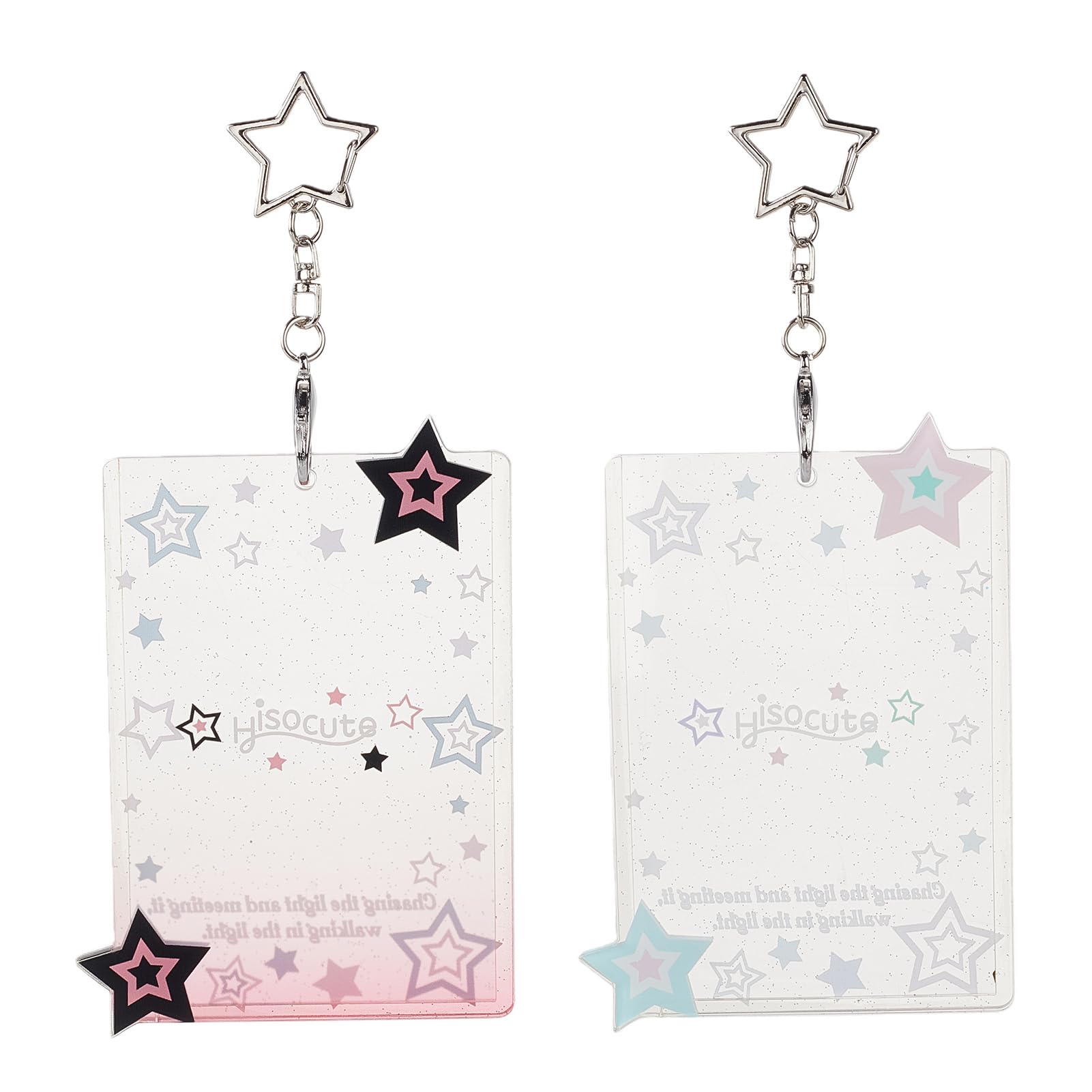 NICENEEDED 2 PCS Star Kpop Photocard Holder Keychain, Acrylic Cute Photo Card Holder Photocard Keychain, Photocards Holder with Star Pendant for Idol Card ID Bank Card Photo Album