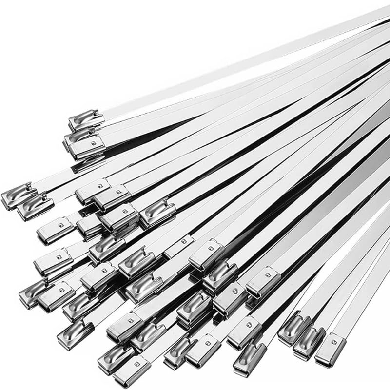 Opaski zaciskowe Opaski zaciskowe stalowe Opaski zaciskowe metalowe Stal nierdzewna Ca 300/20 szt. Opaski kablowe ze stali nierdzewnej, wytrzymałe metalowe opaski zaciskowe, pasek do owijki wydechowej