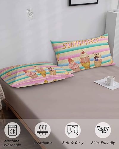 Miniatura 4 de Ice Cream Summer Lemon King Size Pillowcases, Soft Bed Throw Pillow Covers Sham Luxury Decorative Sofa Couch Long Body Lumbar Bolster Cushion Case
