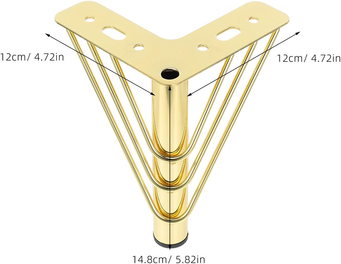 4pcs Metal Sofa Legs Replacement, Heavy Duty Iron Furniture Legs for Coffee Table, Cabinet, Sofa Support Feet Straight Gold Finish for Home and Office