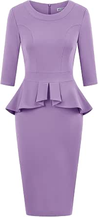 MUXXN Women's 1950s Vintage Cocktail Dress - 3/4 Sleeve, Mock Neck, Bodycon Pencil, Merlot, Large - View #13