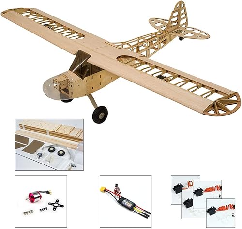 Miniatura 3 de Balsa Avión eléctrico de madera 1.2M Piper Cub J3 por DW Hobby avión de control remoto J3 de corte láser de madera para adultos modelo volador RC