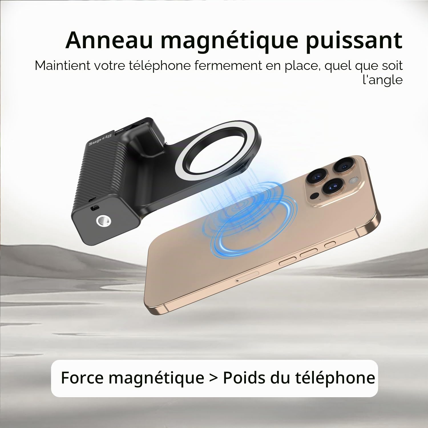 Suptig Fun Shot Poignée de déclencheur magnétique pour téléphone/appareil photo style DSLR compatible avec iPhone et Android avec bouton d'obturation sans fil amovible, dispose d'une vis intégrée de