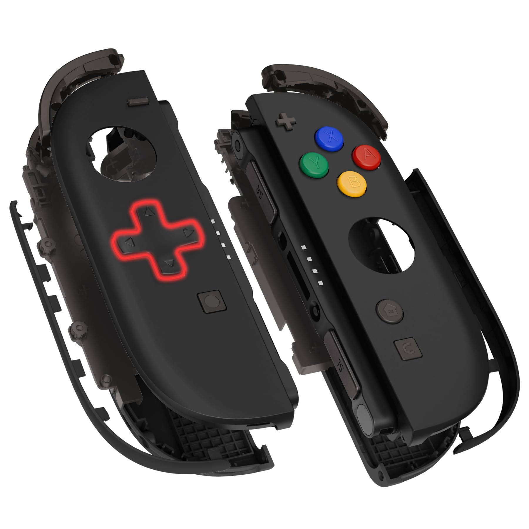 eXtremeRate DIY-Ersatz D-Pad Shell & Buttons Set für Switch 2 Joycons, Deluxe-Version Gehäuse Zubehör Schwarz