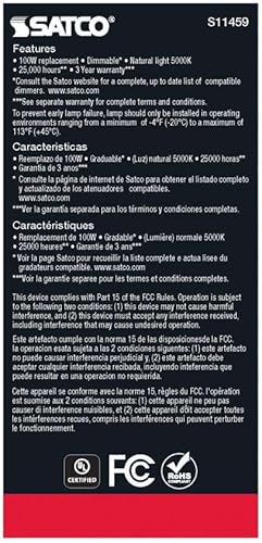 Miniatura 7 de Satco S11459 Bombilla LED A19 para agricultura, grado comercial, reemplazo de 100 W, blanco, 10.5 vatios