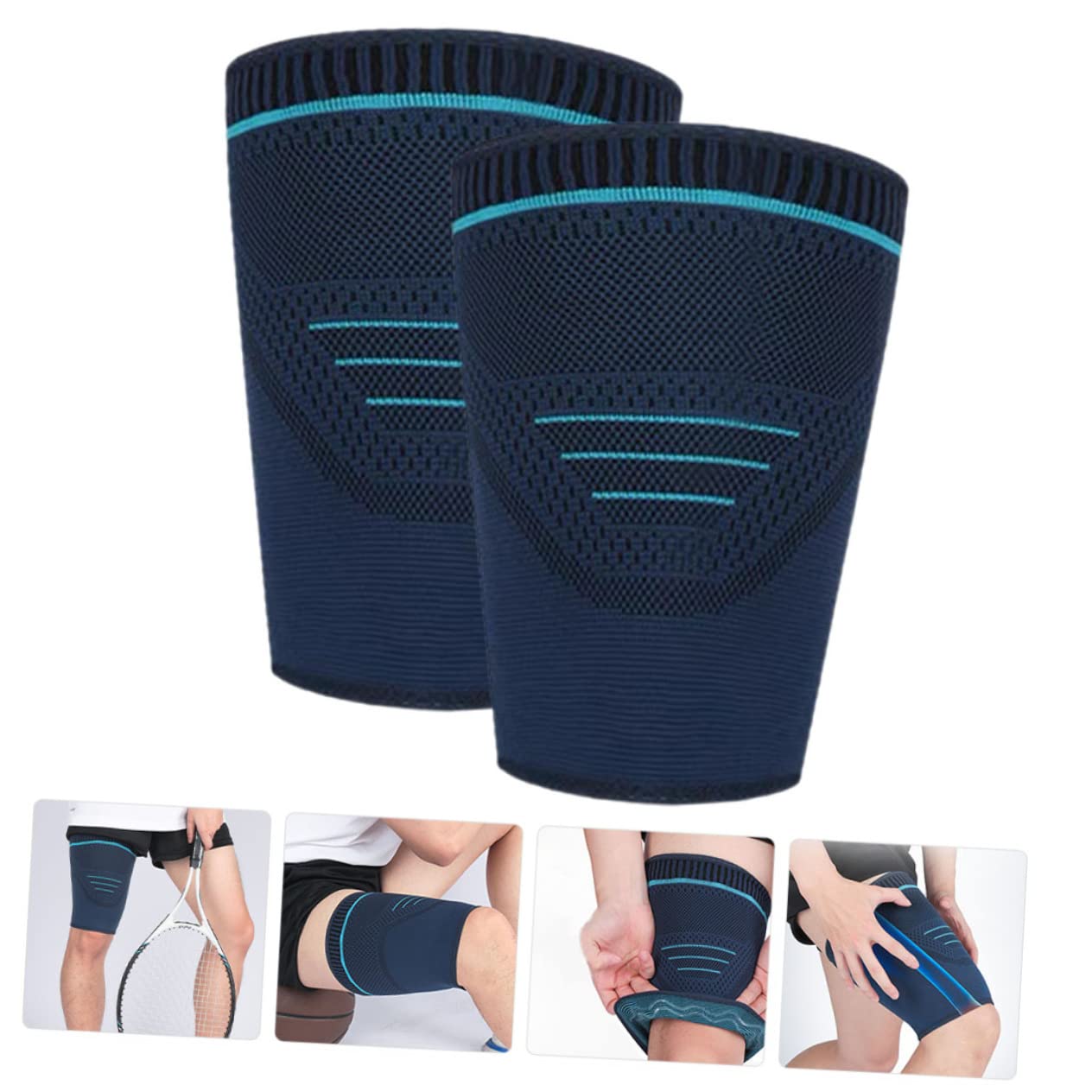 ERINGOGO 2pcs Thigh Compression Sleeves for Men Breathable Leg Sleeves for Sports Upper Leg Support Comfortable and Elastic Thigh Wraps for Running Cycling Football