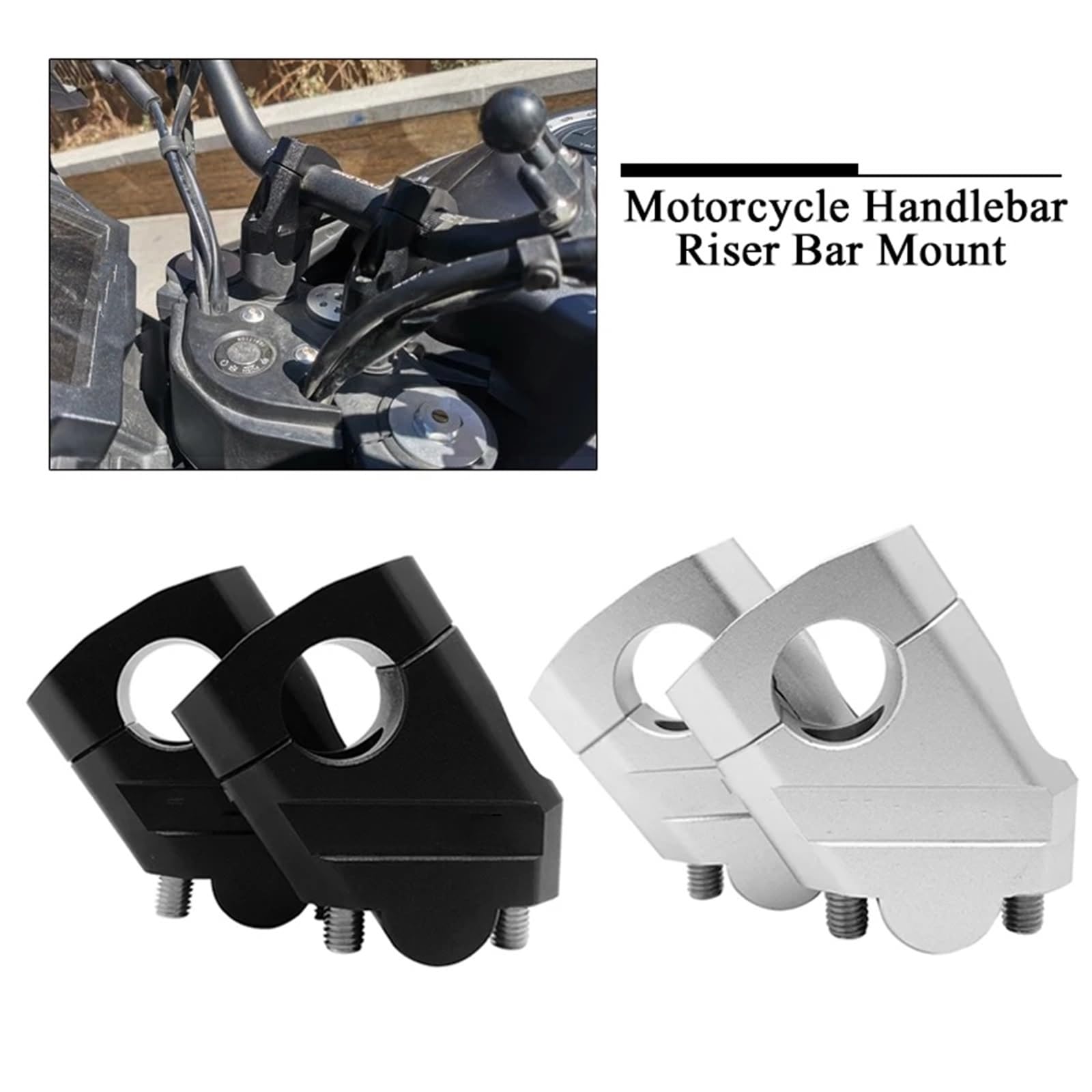 Rehausseur Guidon Moto Aluminium 22mm Silver pour NTV650 NTV 650 Deauville 700 Varadero 125