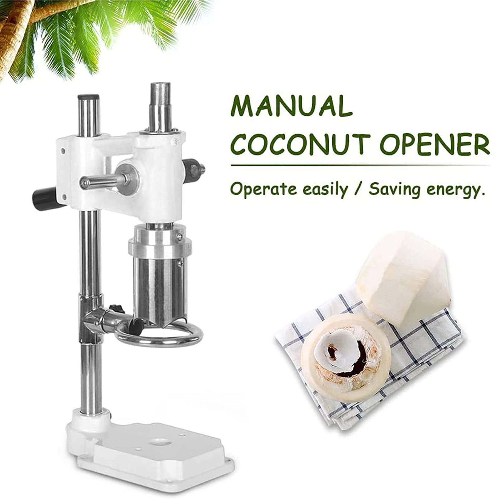 Abridor de coco vertical – Herramienta manual de acero inoxidable para tiendas y mercados de frutas – Abre cocos sin esfuerzo con, herramienta de perforación de agujeros de Fruit Shop