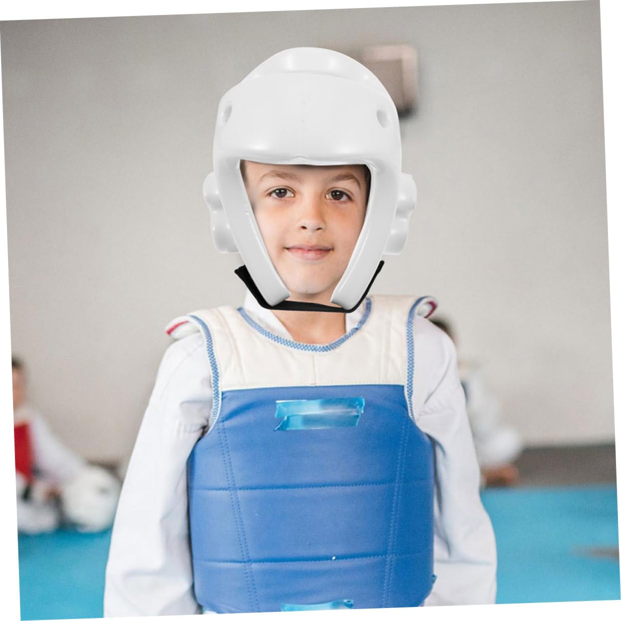 Casco da Boxe in Pu Bianco Design Ergonomico e Pratico per Allenamento di Taekwondo e Karate Protezione Testa per Adulti e Bambini