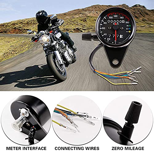 Image of Vagary Universal Motorcycle Dual Odometer Speedometer Gauge LED Background Light Analog Speedometer (Universal for Bike), Pack of 1, Black
