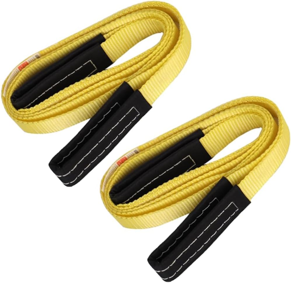 XSTRAP STANDARD 2PK 1''x 8FT Lift Sling Web Strap/Wear Guard End, Heavy Duty Flat Eye Lifting Sling with 2 Reinforced Loops for Tree Saver Lifting Furniture Appliances Machine