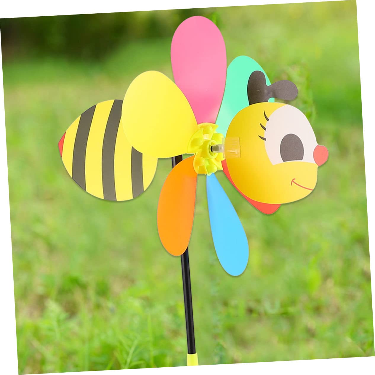 Outanaya 6Pcs Cartoon Bee Wind Spinners Durable Outdoor Pinwheels for Garden Decor Windmill for Parties and Home Decoration