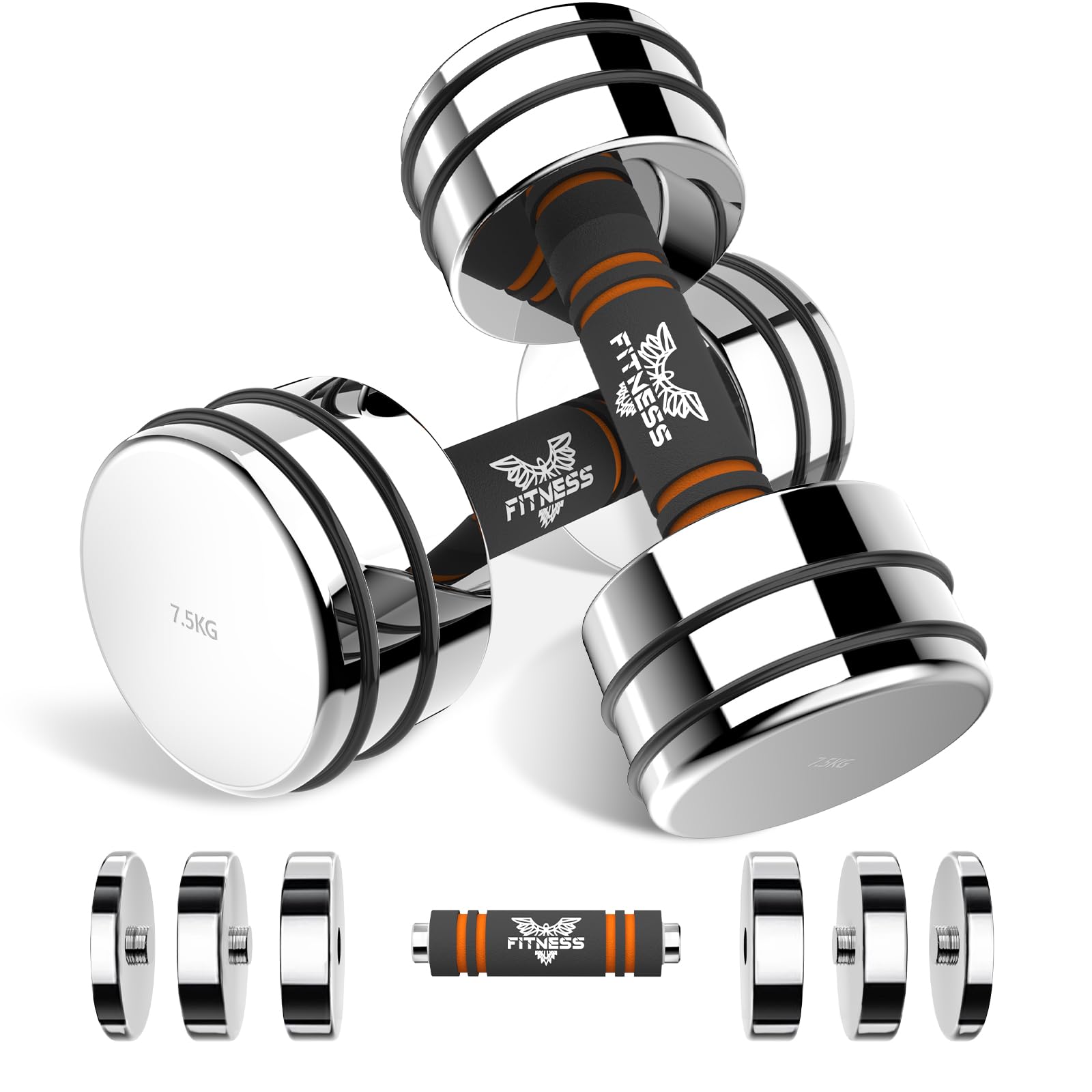 Dskeuzeew Steel Adjustable Dumbbells Set 2x7.5KG, Weight Lifting Training Set, Dumbbells Set (sold as a pair), Home Gym Fitness Dumbbell Training