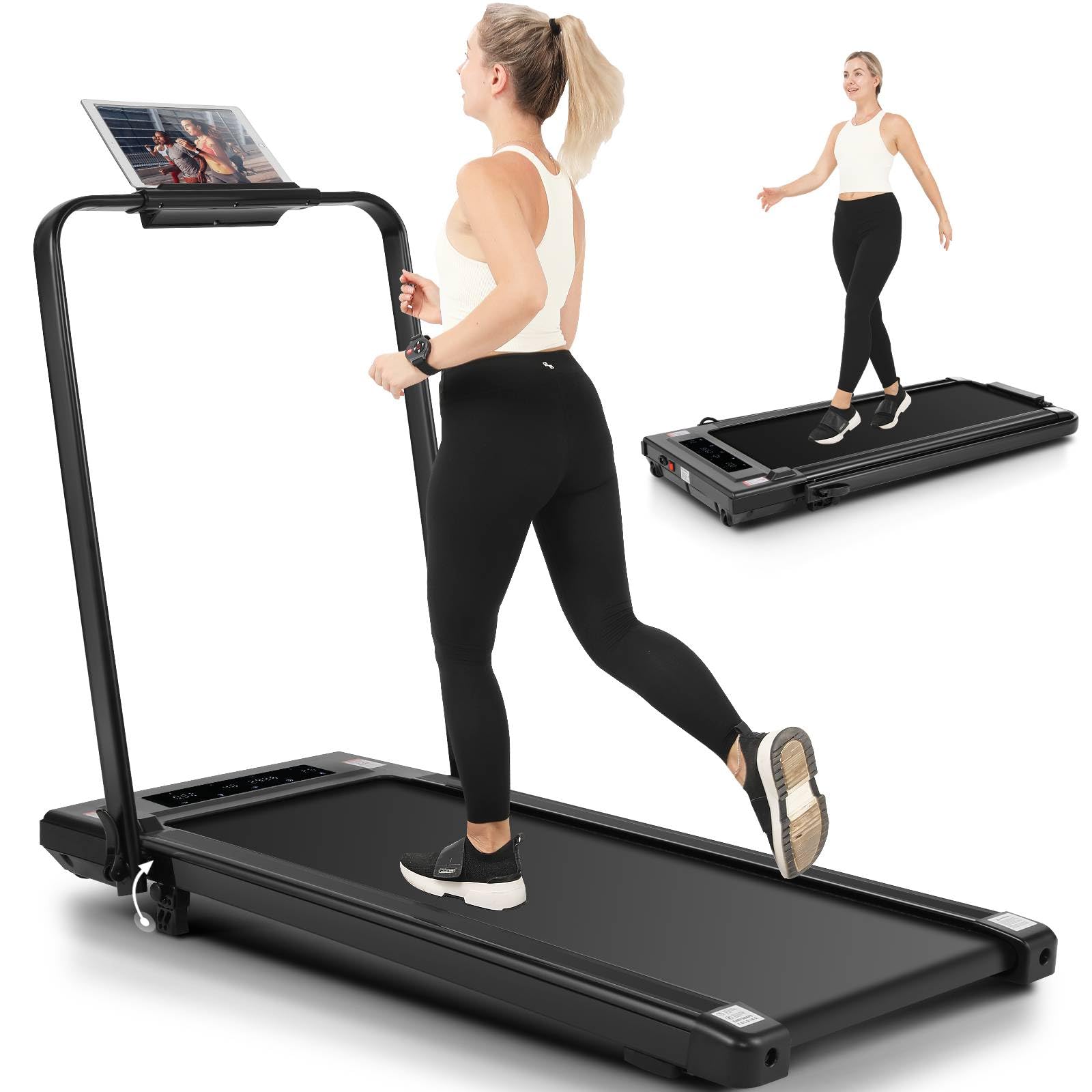 ANCHEER Treadmills, 2.5HP Walking Pad Treadmill with 2-Level Incline, 300LB Capacity Foldable Treadmills for Home, Quietly & Wide Electric Running Machine with Remote Control, LCD, 3 Ways-Control