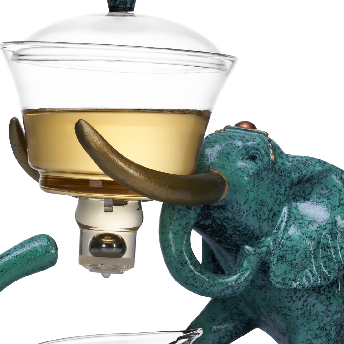 Hitzebeständiges Kungfu-Teeservice aus Glas mit Heizer, zieht Wasserumleitung an, drehbare Abdeckung, Schüssel, halbautomatische Glas-Teekanne (Elefant einzeln)