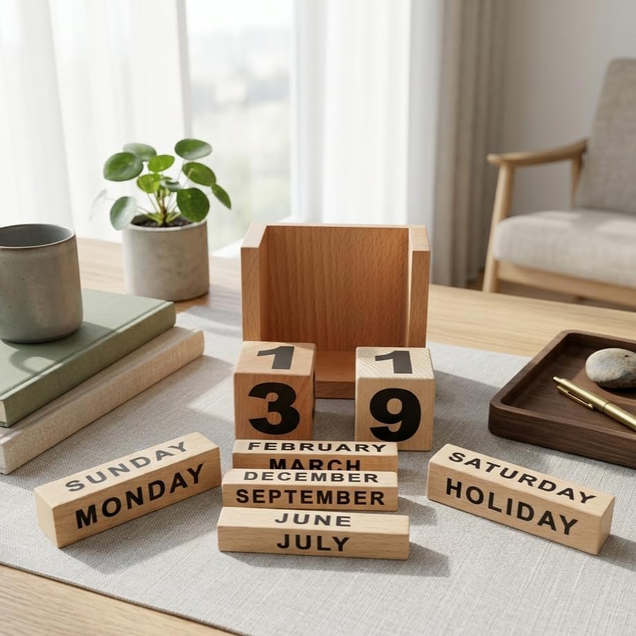 Image of STAR CRAFT Calendar Wooden Table /Desk Calendar