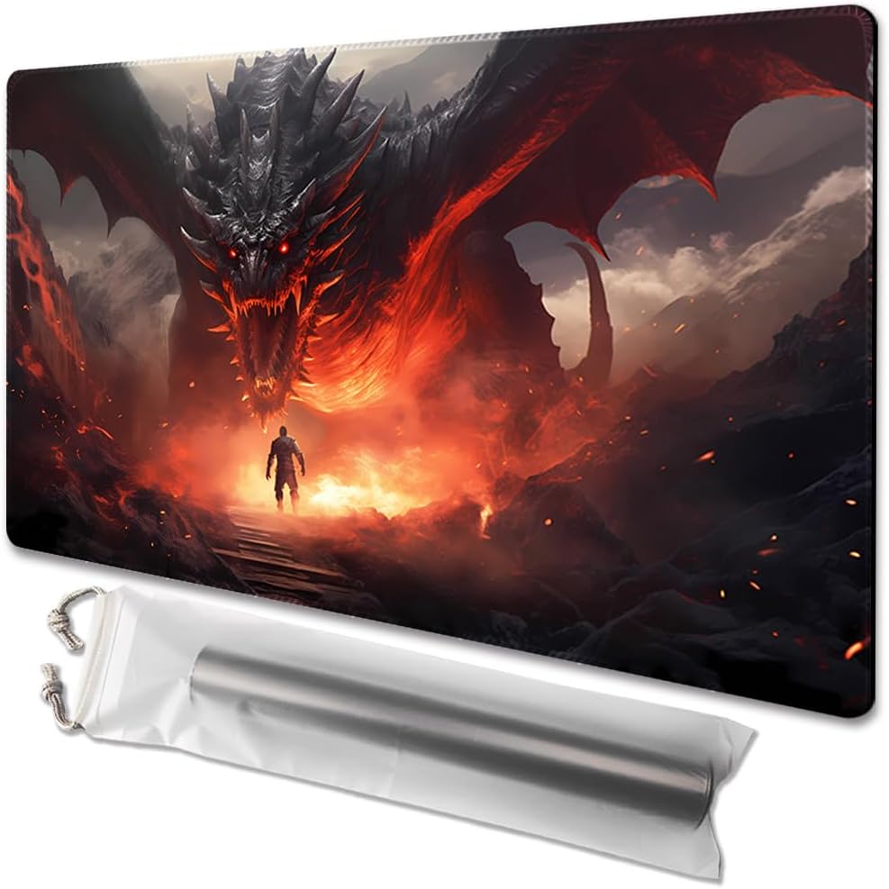 MTG Playmat - Non-Slip Backing Printing, Ideal for Card Game Enthusiasts TCG Playmat (Dragon Roar-No Deck)