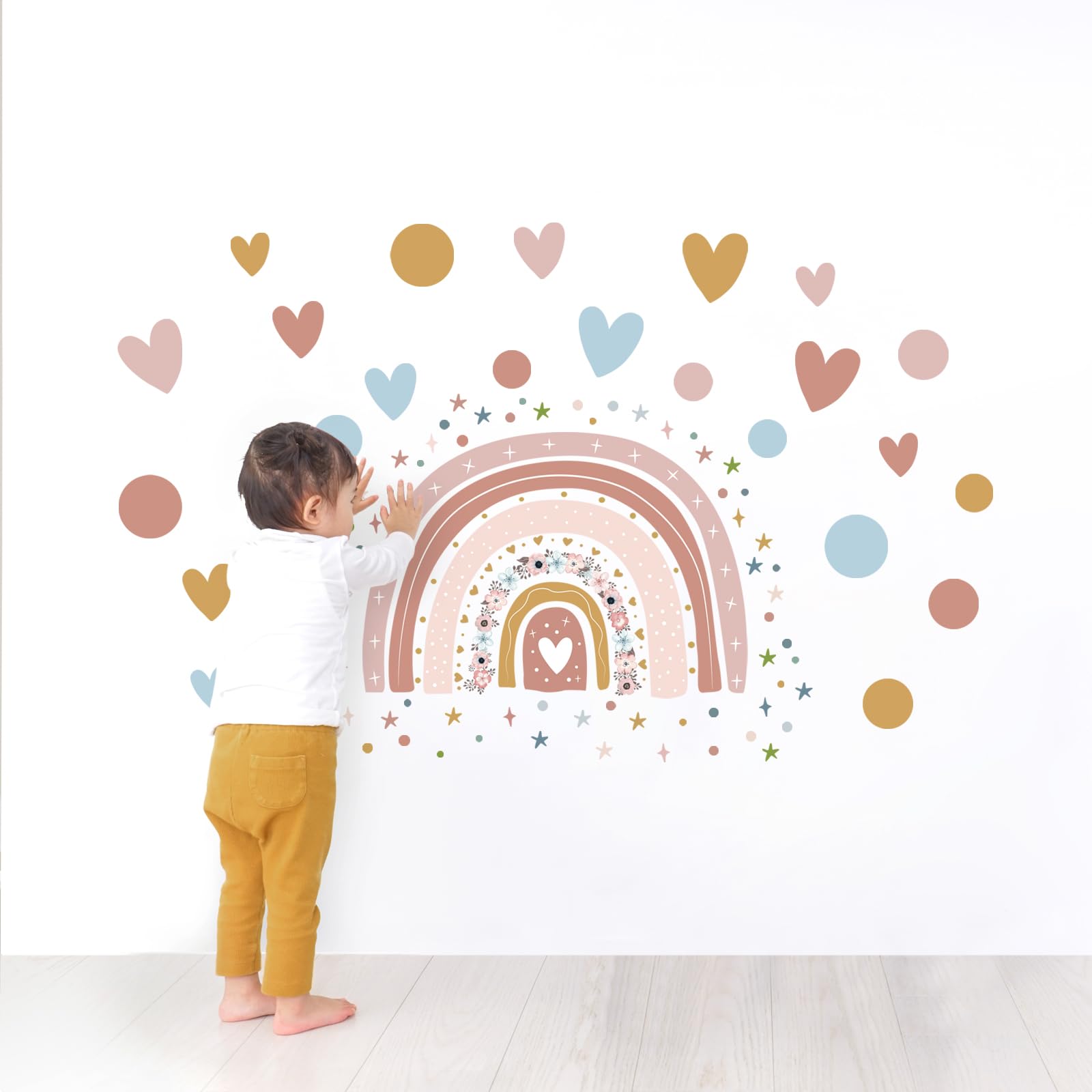 Adesivo Murale Arcobaleno E Cuori - Decorazione Per Cameretta Bambini