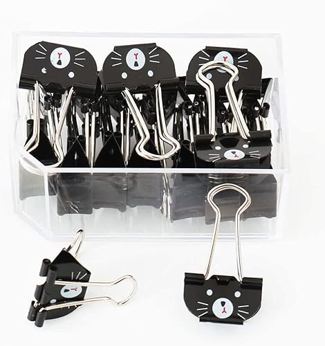 Clips de metal para carpetas de gato, 20 abrazaderas de papel medianas negras para escuela, hogar, escritorio, organizadores de suministros de disponible en Yaxa Peru