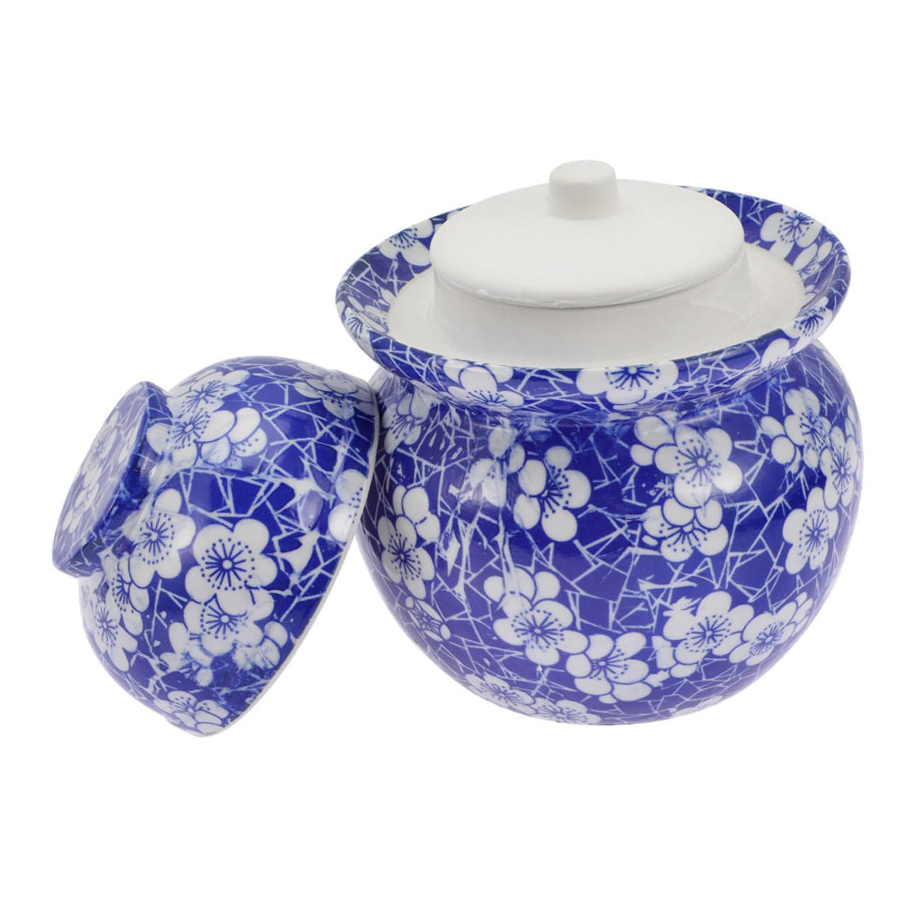 TEHAUX Vaso in Ceramica per Sottaceti Doppio Coperchio Ermetico, Contenitore Compatto e Facile da Aprire per Conservazione Alimentare in Cucina