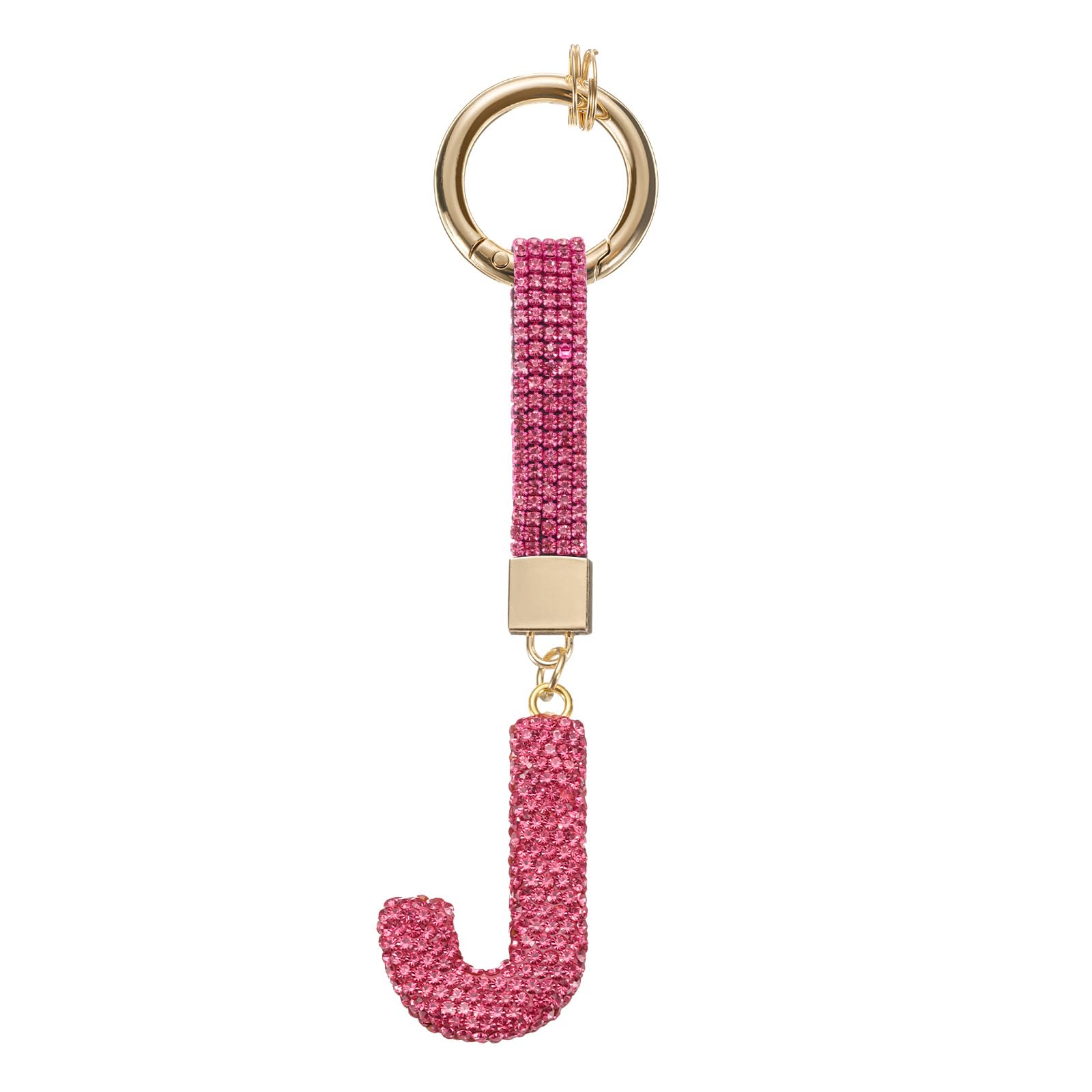 sourcing map Alphabet J Letter Bag Charm Rhinestone Initial Alphabet Letters Charm Accessories for Keychain Bracelet Wristband Necklace Jewelry Making Bags, Rose Red