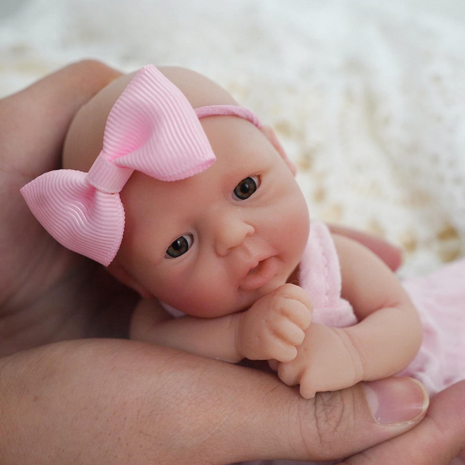 Newtotlove 7" Girl Micro Preemie Full Body Silicone Baby Doll Susie Lifelike Mini Reborn Doll Surprice Children Anti-Stress - B
