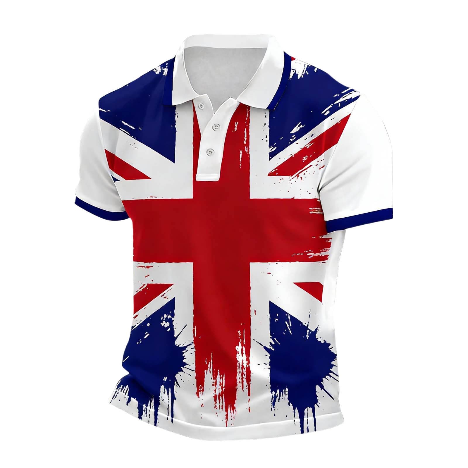 Men's Union Jack Polo Shirts 2026 England National Day Golf Shirt Great British Bunting Flags Golf Tops Casual Short Sleeve Poloshirts Festival Tee Top