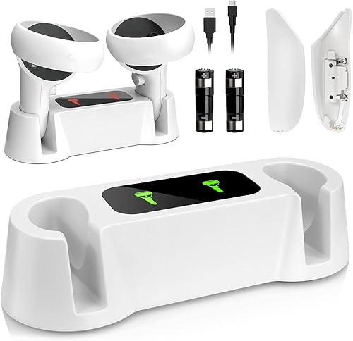 Base de carga para controladores Oculus Quest 2, estación de carga VR para Oculus Quest 2 controladores, estación de carga rápida con cable de carga