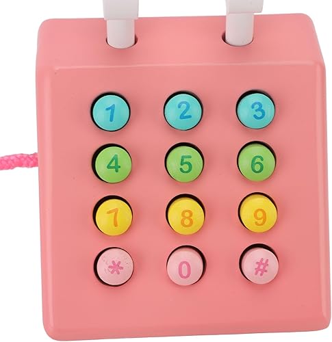 Miniatura 8 de Exquisito juguete retro de madera para teléfono, teléfono de alta simulación, juguete de juego para niños, lindo modelo de teléfono decorativo