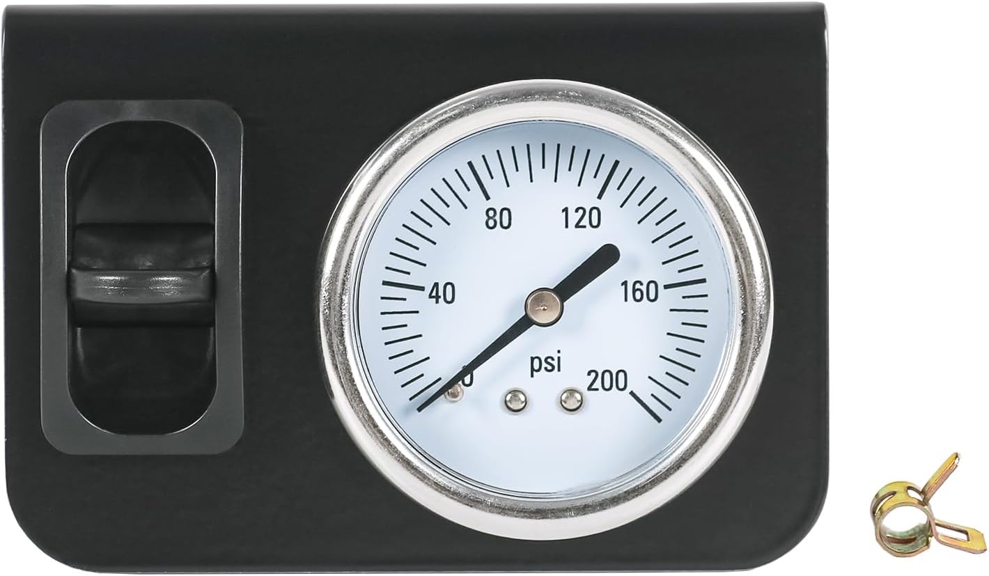 JDMSPEED In Cab Single Air Gauge Control Kit with Paddle Switch Fit for Seat Lift Valve Paddle Type Air Suspension Controller 0-200psi
