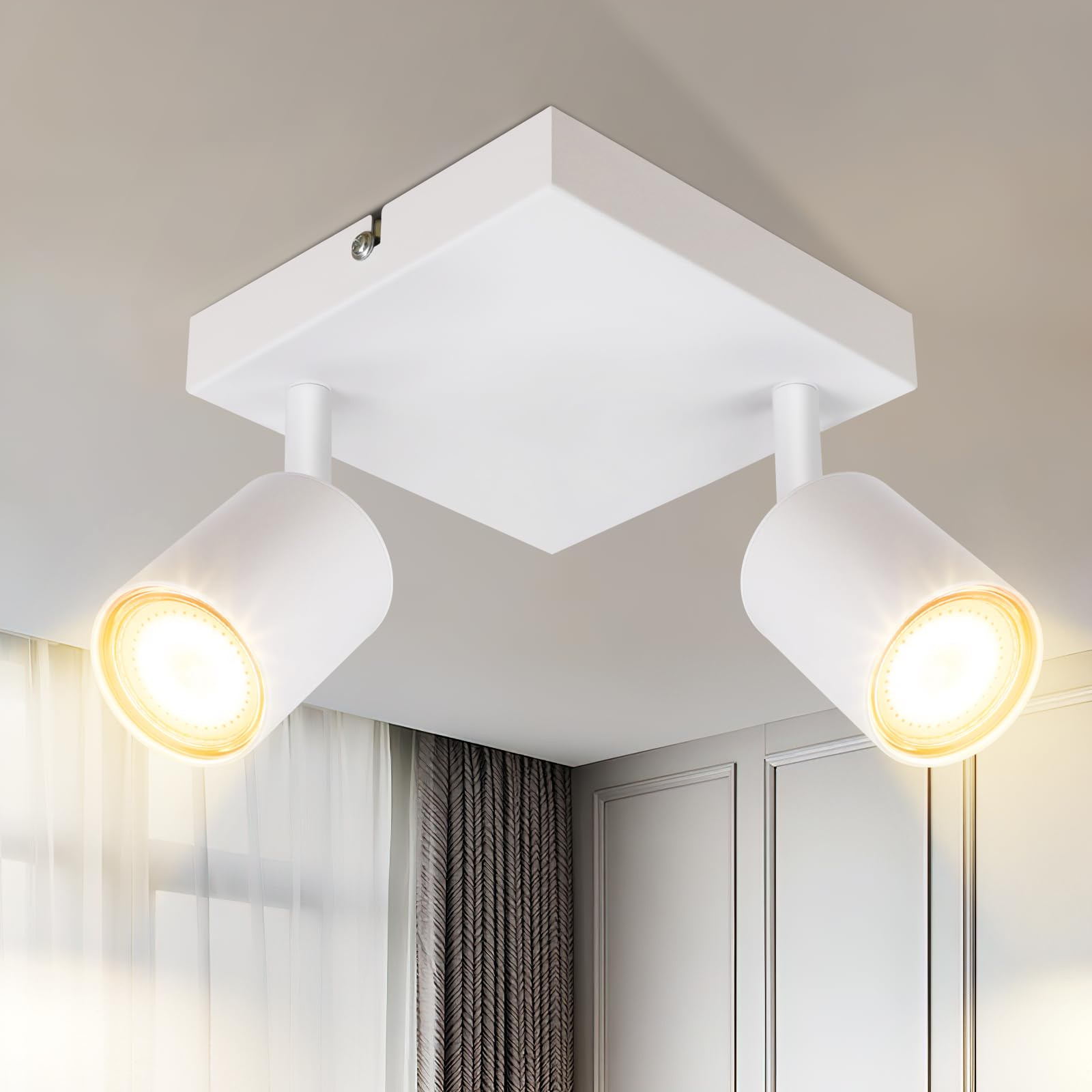 Homefire LED Deckenlampe 6 Flammig Deckenstrahler - 350° Schwenkbar Strahler GU10 Deckenleuchte Weiß flurlampe Spots Innen Deckenspot für Wohnzimmer Küche Schlafzimmer Ohne Leuchtmittel