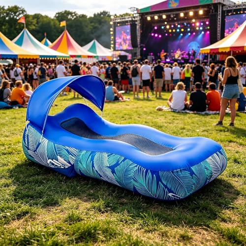 Chaise longue gonflable de camping extérieur et canapé de plage avec auvent